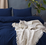 blue sheet set bed