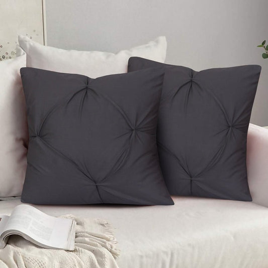 Charcoal Grey Pin Tuck - Cushion Covers Pack of Two - Windsorlino.com