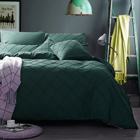 Cross Pleated Imperial Emerald Green - Bed Set 8 Pcs (Luxury) - Windsorlino.com