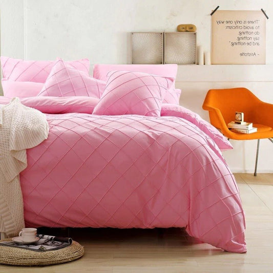 Cross Pleated Imperial Pink - Bed Set 8 Pcs (Luxury) - Windsorlino.com