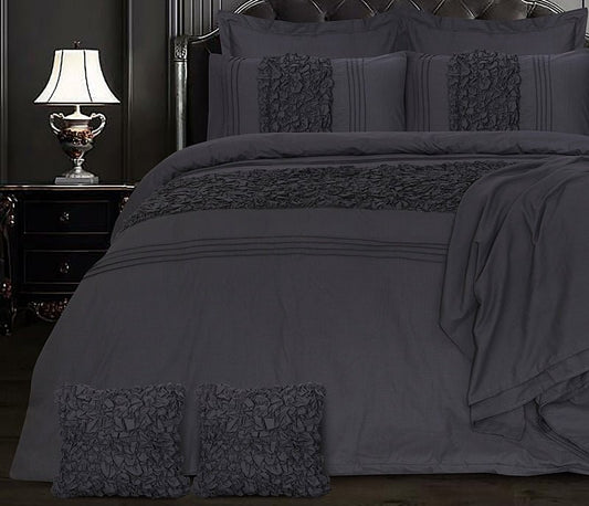Cuddly Imperial Charcoal Grey - Bed Set 8 Pcs (Luxury) - Windsorlino.com