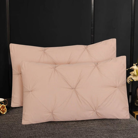 Diamond Pin Tuck (Beige) - Pack of 2 Pillow Cases - Windsorlino.com