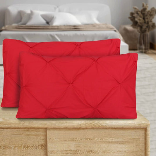 Diamond Pin Tuck (Bright Red) - Pack of 2 Pillow Cases - Windsorlino.com