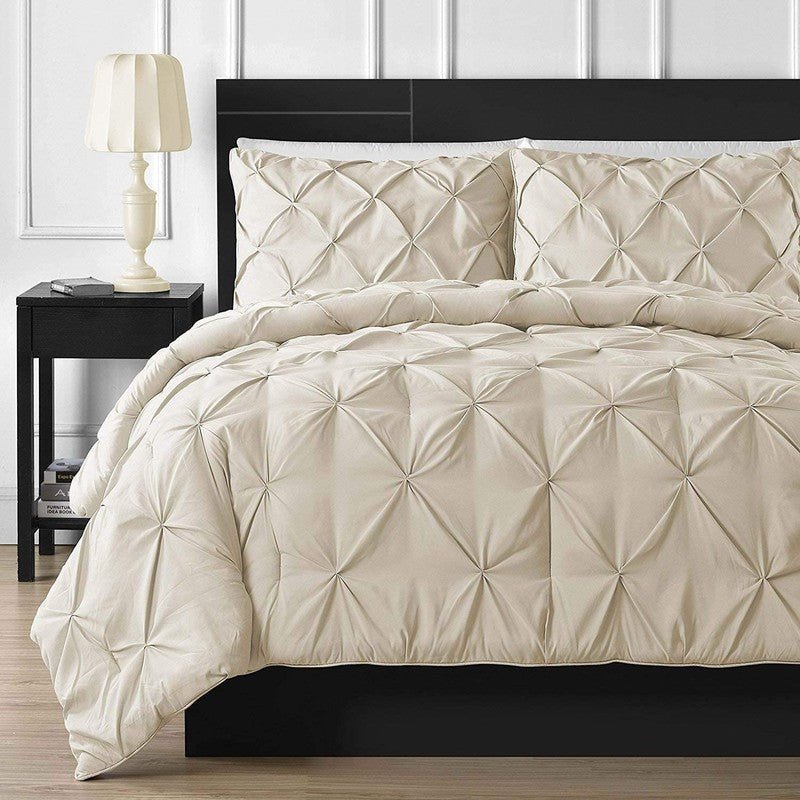 Diamond Pin Tuck Imperial Beige - Bed Set 8 Pcs (Luxury) - Windsorlino.com