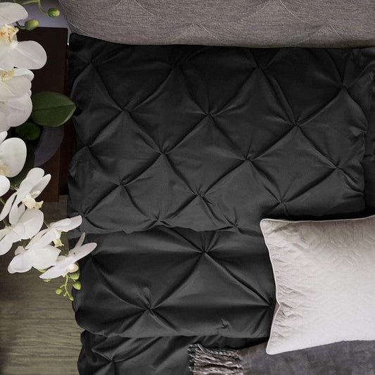 Diamond Pin Tuck Imperial Black - Bed Set 8 Pcs (Luxury) - Windsorlino.com