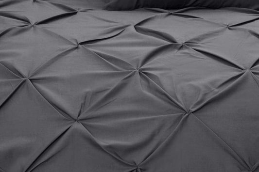Diamond Pin Tuck Imperial Charcoal Grey - Bed Set 8 Pcs (Luxury) - Windsorlino.com