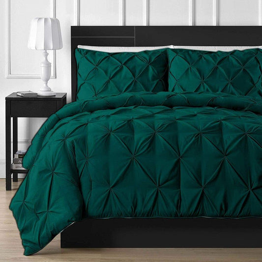 Diamond Pin Tuck Imperial Emerald Green - Bed Set 8 Pcs (Luxury) - Windsorlino.com