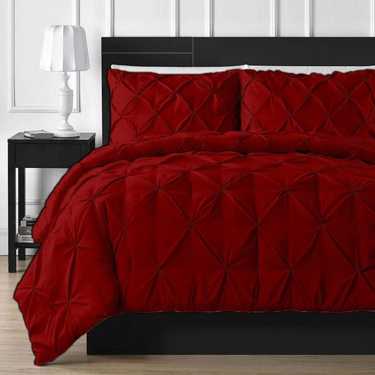 Diamond Pin Tuck Imperial Maroon - Bed Set 8 Pcs (Luxury) - Windsorlino.com
