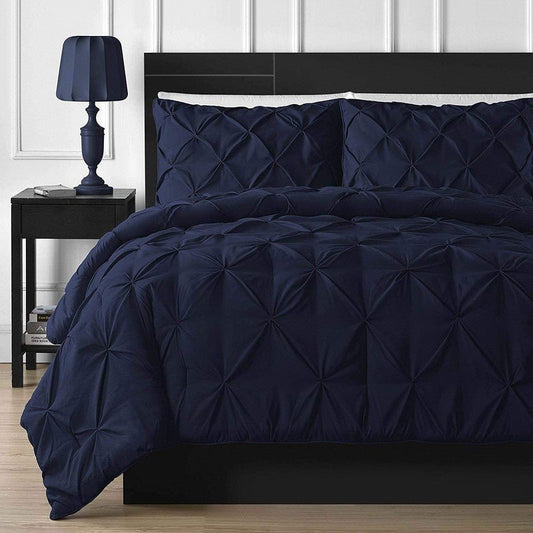 Diamond Pin Tuck Imperial Navy Blue - Bed Set 8 Pcs (Luxury) - Windsorlino.com