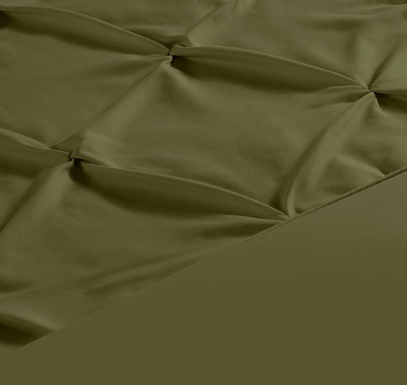 Diamond Pin Tuck Imperial Olive Green - Bed Set 8 Pcs (Luxury) - Windsorlino.com