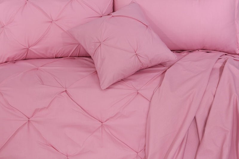 Diamond Pin Tuck Imperial Pink - Bed Set 8 Pcs (Luxury) - Windsorlino.com
