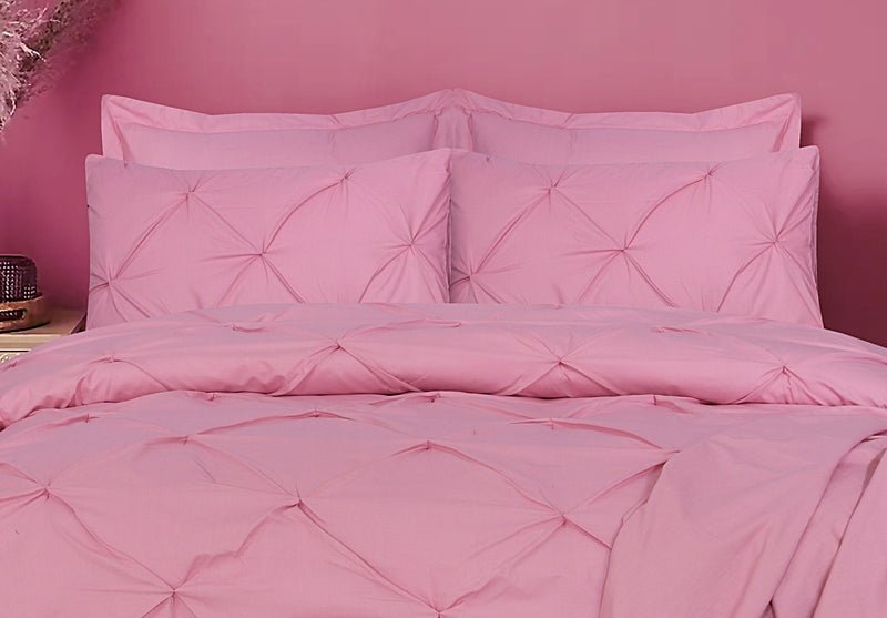 Diamond Pin Tuck Imperial Pink - Bed Set 8 Pcs (Luxury) - Windsorlino.com