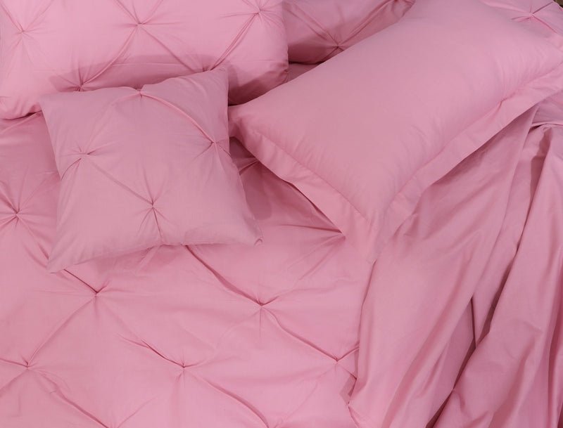 Diamond Pin Tuck Imperial Pink - Bed Set 8 Pcs (Luxury) - Windsorlino.com