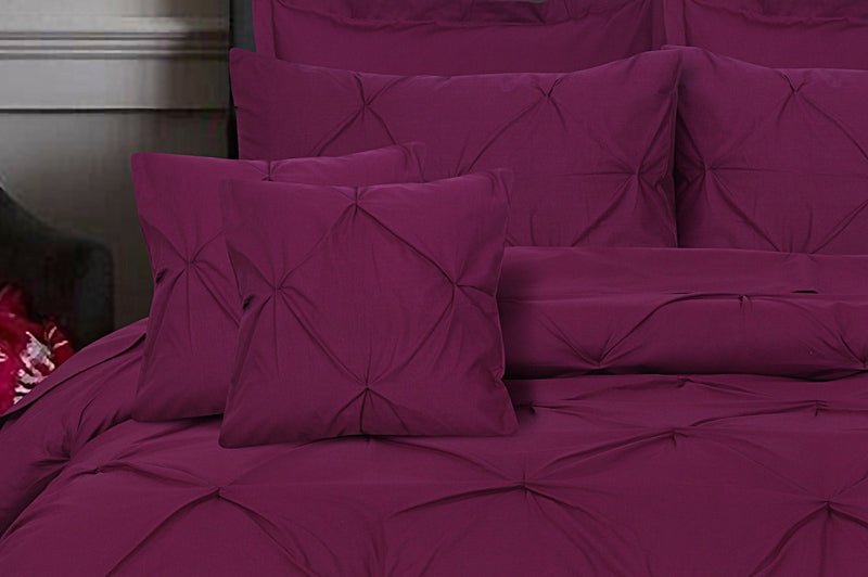 Diamond Pin Tuck Imperial Plum - Bed Set 8 Pcs (Luxury) - Windsorlino.com