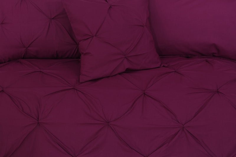 Diamond Pin Tuck Imperial Plum - Bed Set 8 Pcs (Luxury) - Windsorlino.com