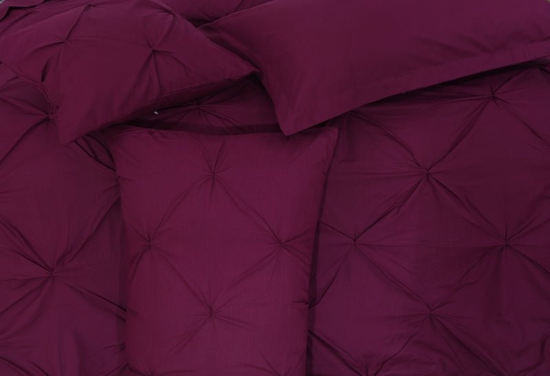 Diamond Pin Tuck Imperial Plum - Bed Set 8 Pcs (Luxury) - Windsorlino.com