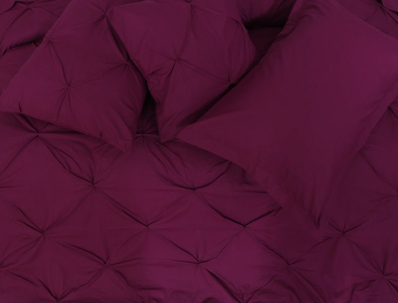 Diamond Pin Tuck Imperial Plum - Bed Set 8 Pcs (Luxury) - Windsorlino.com