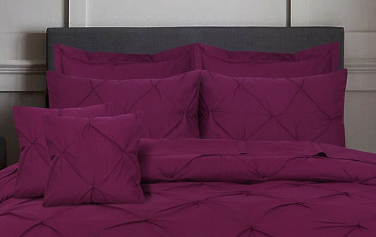 Diamond Pin Tuck Imperial Plum - Bed Set 8 Pcs (Luxury) - Windsorlino.com