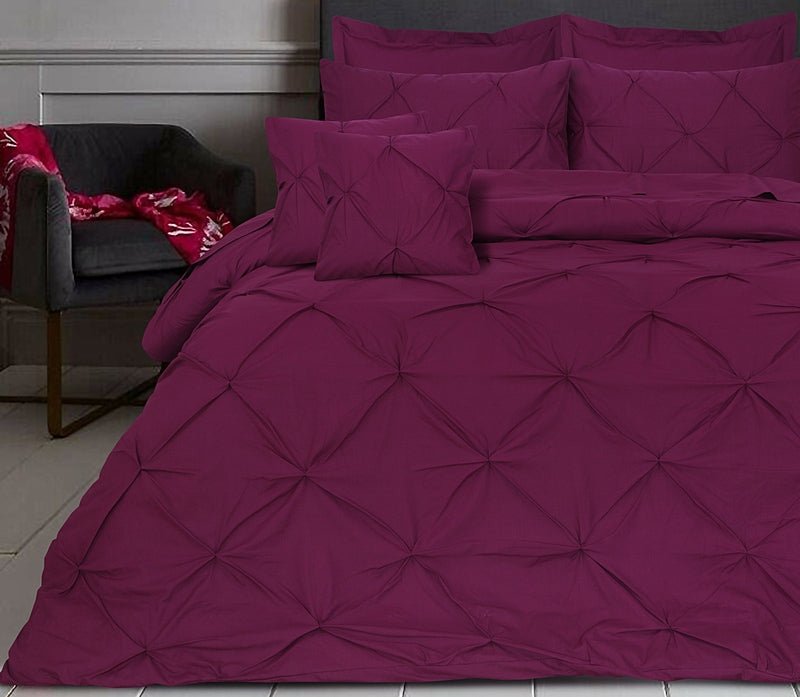 Diamond Pin Tuck Imperial Plum - Bed Set 8 Pcs (Luxury) - Windsorlino.com