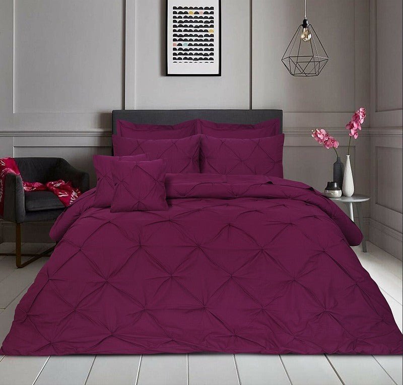 Diamond Pin Tuck Imperial Plum - Bed Set 8 Pcs (Luxury) - Windsorlino.com