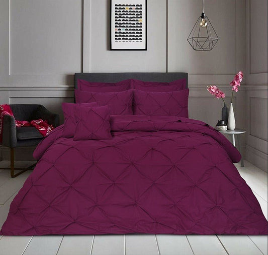 Diamond Pin Tuck Imperial Plum - Bed Set 8 Pcs (Luxury) - Windsorlino.com