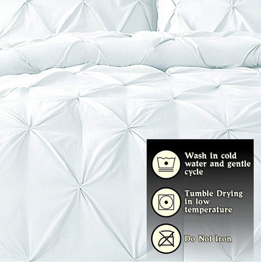 Diamond Pin Tuck Imperial White - Bed Set 8 Pcs (Luxury) - Windsorlino.com