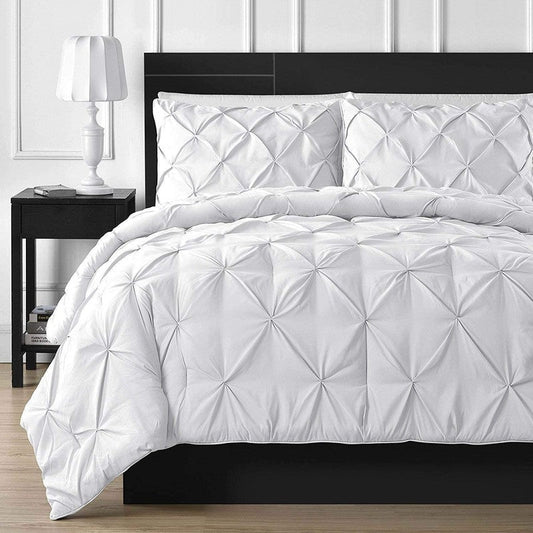 Diamond Pin Tuck Imperial White - Bed Set 8 Pcs (Luxury) - Windsorlino.com