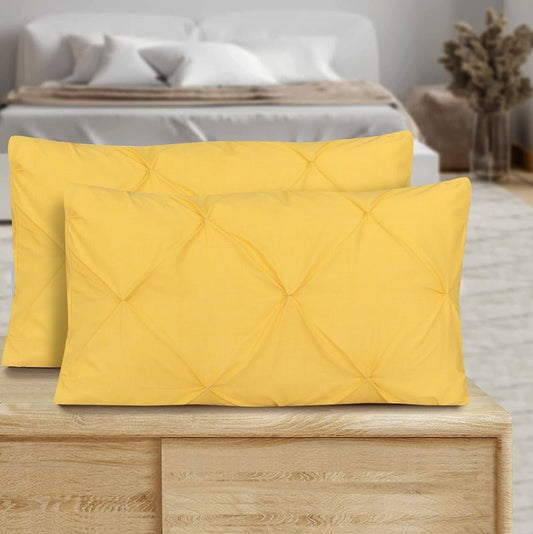Diamond Pin Tuck (Ochre) - Pack of 2 Pillow Cases - Windsorlino.com