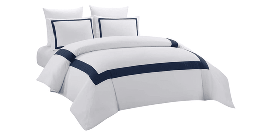 Hudson (Navy on White) - Bed Set 8 Pcs (Luxury) - Windsorlino.com