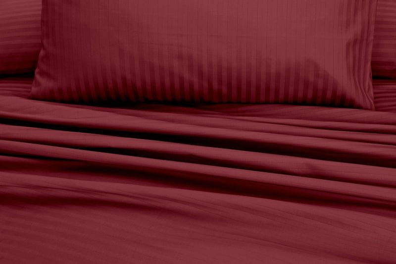 Maroon Stripe - Bed Sheet Set - Windsorlino.com