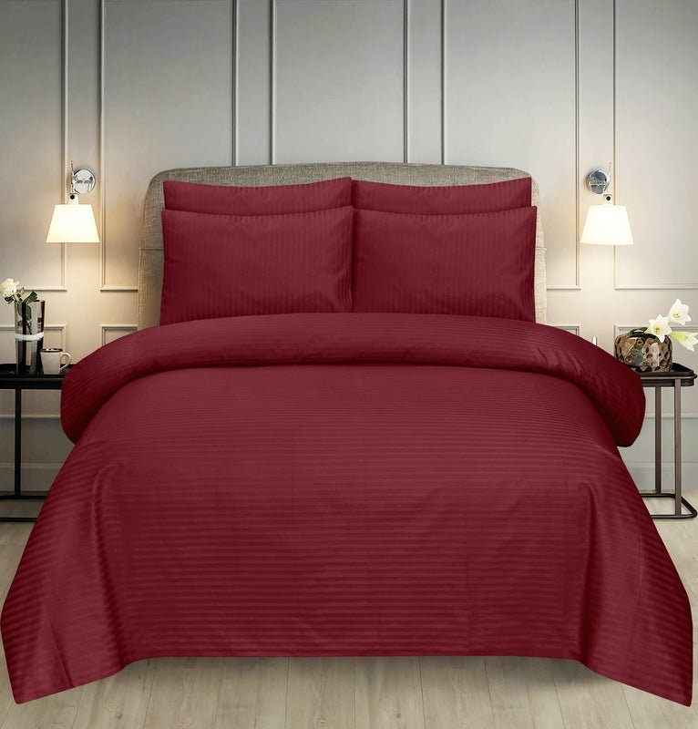 Maroon Stripe - Bed Sheet Set - Windsorlino.com
