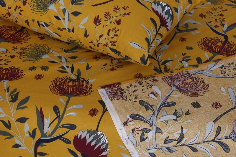 Mustard Floral - Bed Sheet Set - Windsorlino.com