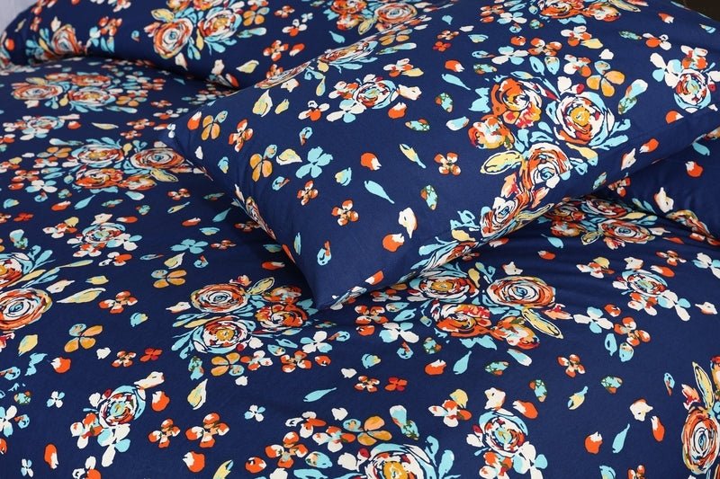 Navy Peony - Bed Sheet Set - Windsorlino.com