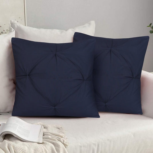 Navy Pin Tuck - Cushion Covers Pack of Two - Windsorlino.com