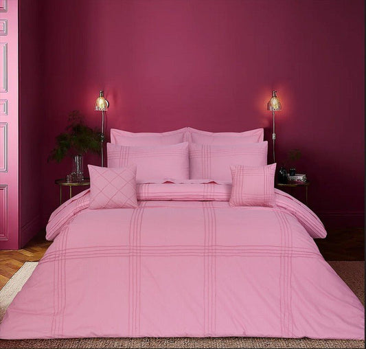 Pin Tuck Pleated Imperial Pink - Bed Set 8 Pcs (Luxury) - Windsorlino.com