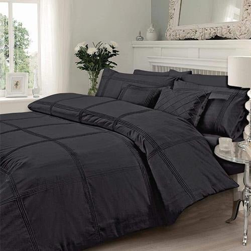 Pleated Imperial Black - Bed Set 8 Pcs (Luxury) - Windsorlino.com