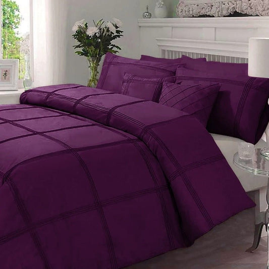 Pleated Imperial Plum - Bed Set 8 Pcs (Luxury) - Windsorlino.com