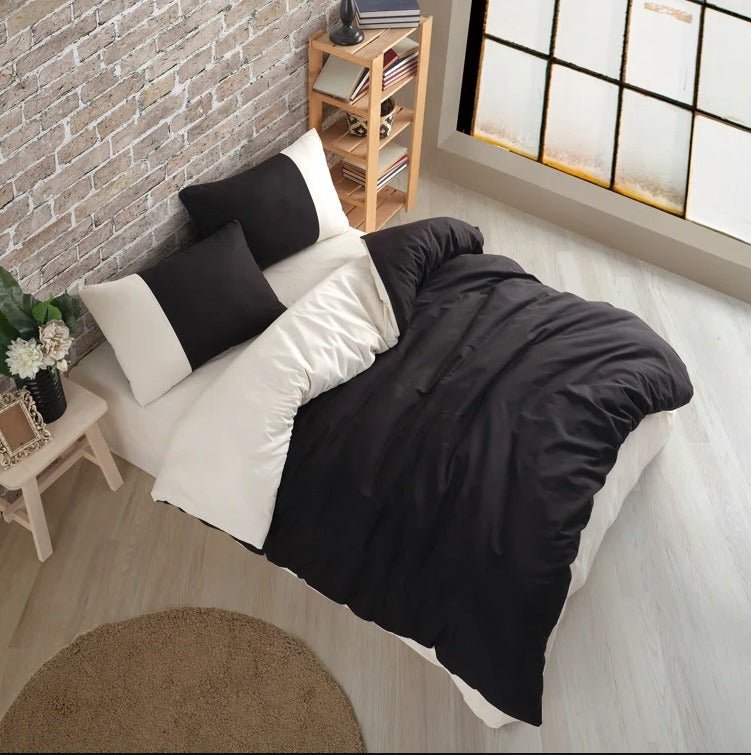 Reversible Black/Cream - Bed Set 8 Pcs (Luxury) - Windsorlino.com
