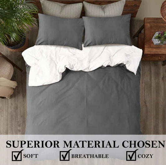 Reversible Grey/White - Bed Set 8 Pcs (Luxury) - Windsorlino.com