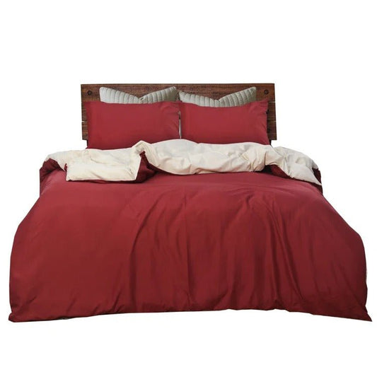Reversible Maroon/Cream - Bed Set 8 Pcs (Luxury) - Windsorlino.com