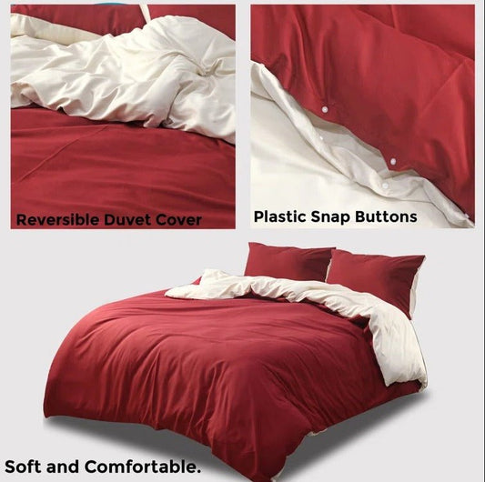 Reversible Maroon/Cream - Bed Set 8 Pcs (Luxury) - Windsorlino.com