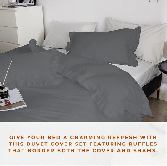 Ruffle Imperial Grey - Bed Set 8 Pcs (Luxury) - Windsorlino.com
