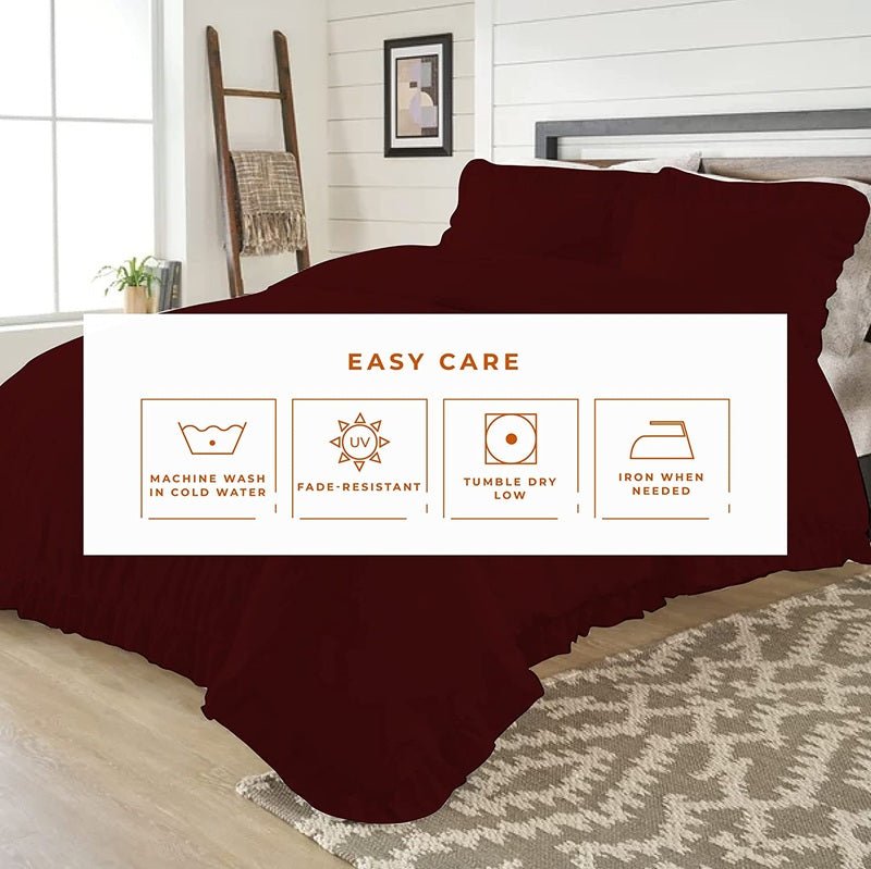Ruffle Imperial Maroon - Bed Set 8 Pcs (Luxury) - Windsorlino.com