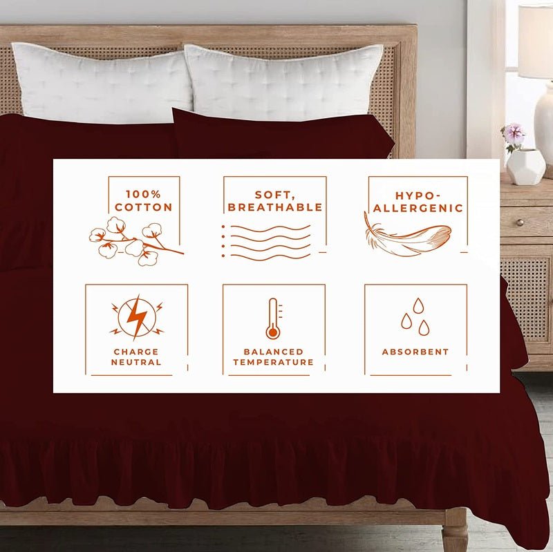 Ruffle Imperial Maroon - Bed Set 8 Pcs (Luxury) - Windsorlino.com