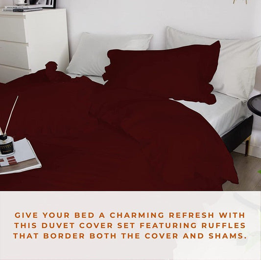 Ruffle Imperial Maroon - Bed Set 8 Pcs (Luxury) - Windsorlino.com