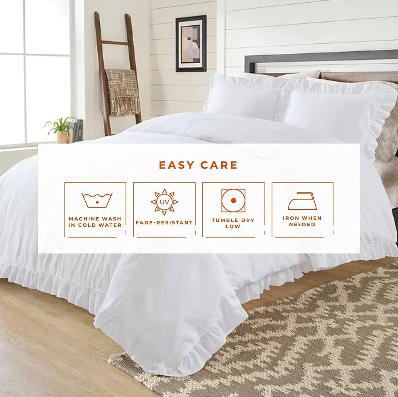 Ruffle Imperial White - Bed Set 8 Pcs (Luxury) - Windsorlino.com