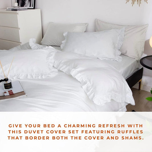 Ruffle Imperial White - Bed Set 8 Pcs (Luxury) - Windsorlino.com