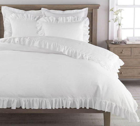 Ruffle Imperial White - Bed Set 8 Pcs (Luxury) - Windsorlino.com
