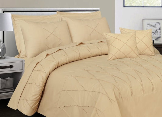 Sammy Cross Pleated Imperial Beige - Bed Set (Luxury) - Windsorlino.com