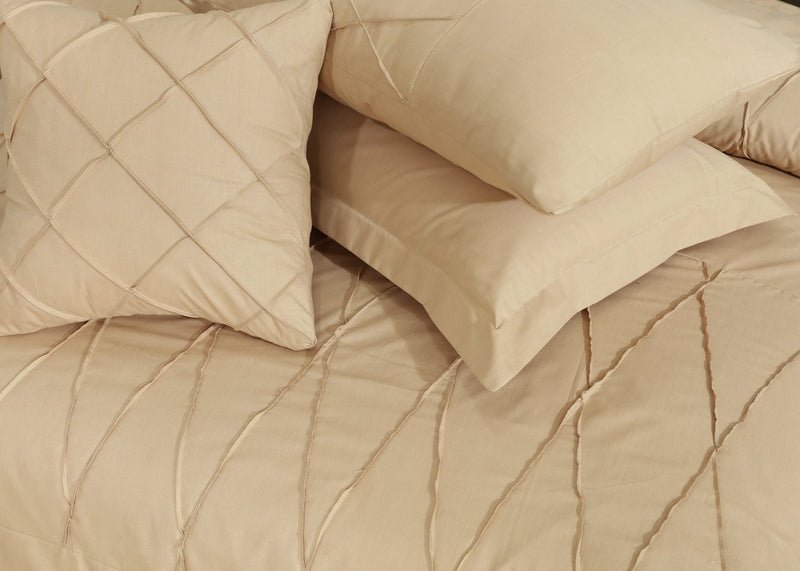 Sammy Cross Pleated Imperial Beige - Bed Set (Luxury) - Windsorlino.com